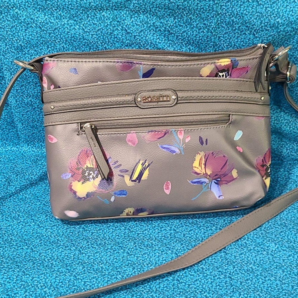 Rosetti gray floral purse